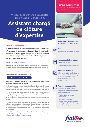 Fiche métier:  Assistant chargé de clôture d’expertise