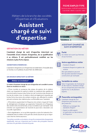 Fiche métier:  Assistant chargé de suivi d’expertise