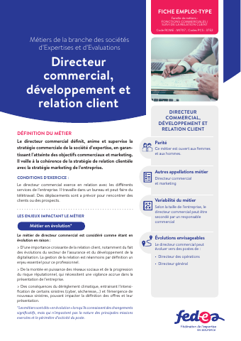 Fiche métier:  Directeur commercial, développement et relation client 